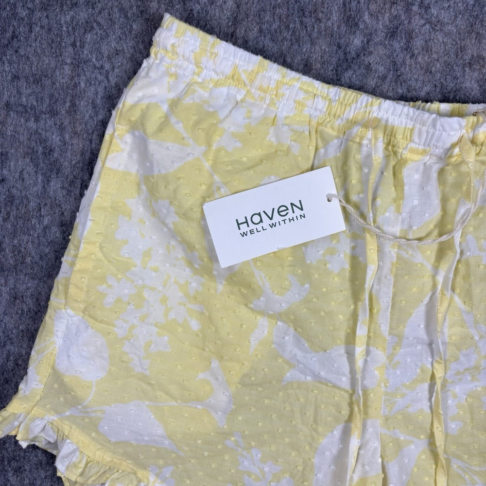 Haven Well‎ Within Shorts Women's Small Cotton Paisley Floral Yellow NWT - Picture 2 of 11